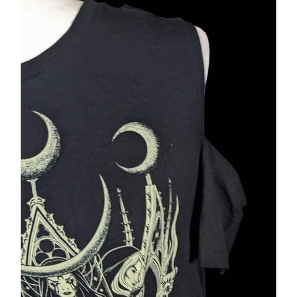 Restyle Gothic Hecate Cold Shoulder Short Sleeve Top - Picture 3 of 4